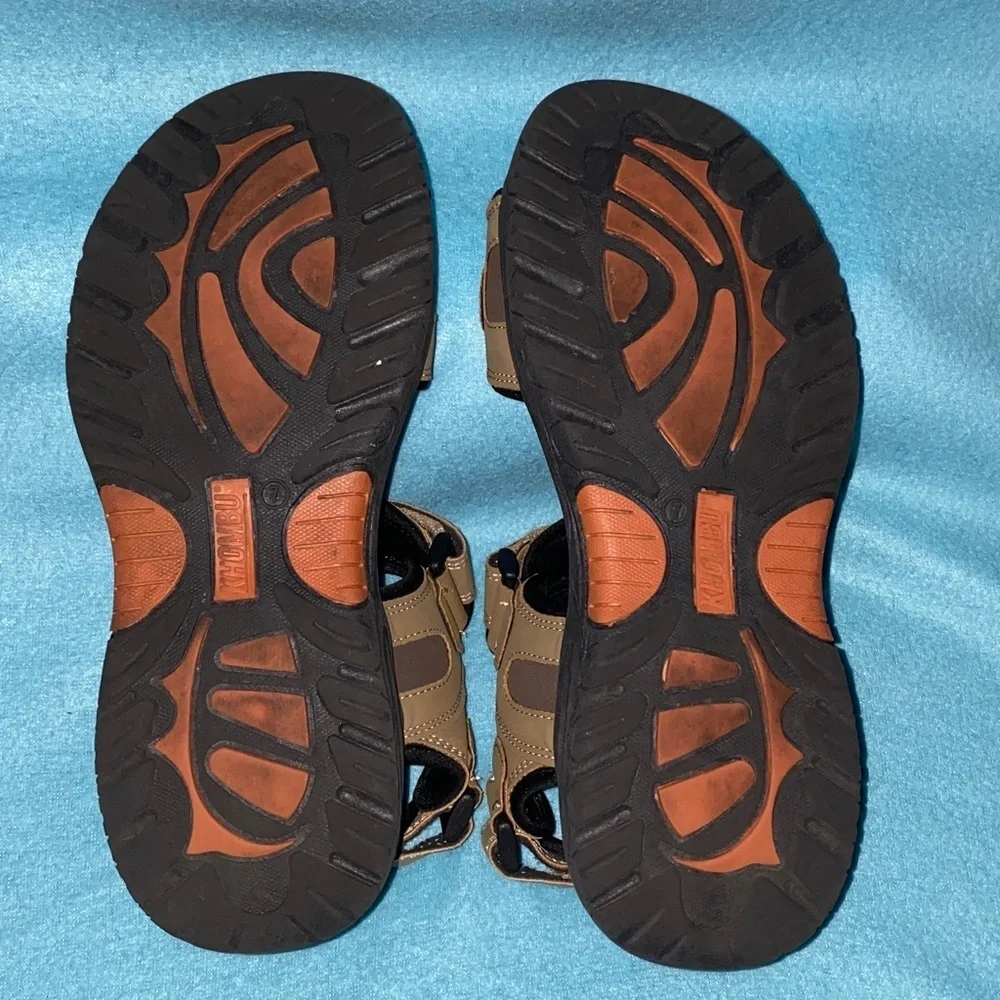 KHOMBU Noah suede tan adjustable hook and loop closures outdoor hiking size 7